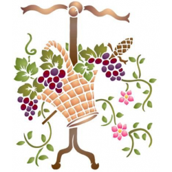 Pochoir représentant un panier débordant de grappes de raisins