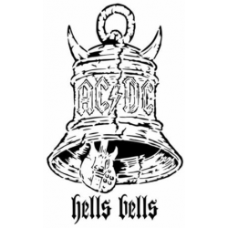 Logo AC/DC avec l'illustration des cloches (Hells Bells) en pochoir