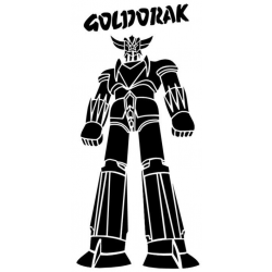 Silhouette du robot Goldorak en vol sur un pochoir réutilisable
