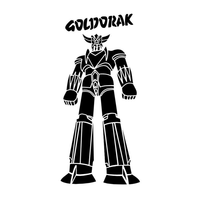 Silhouette du robot Goldorak en vol sur un pochoir réutilisable