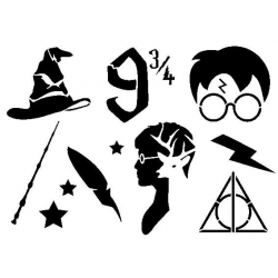 Ensemble de motifs de l'univers Harry Potter en pochoir réutilisable