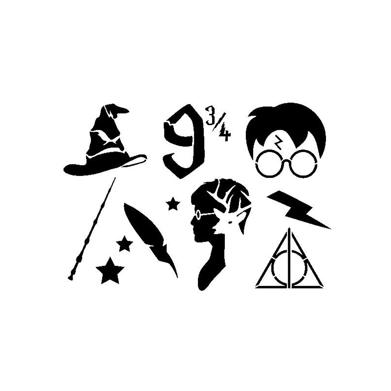 Ensemble de motifs de l'univers Harry Potter en pochoir réutilisable