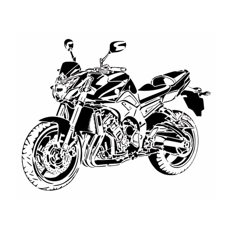 Silhouette de la moto Yamaha FZ8 en pochoir à peindre