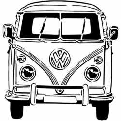 Silhouette de face du Combi Volkswagen en pochoir à peindre