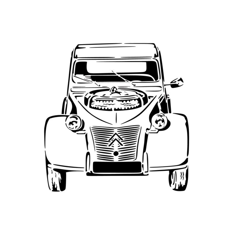 Silhouette de la voiture Deux chevaux Citroën (2CV) en pochoir