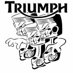 Logo Triumph avec un motif de pistons en pochoir