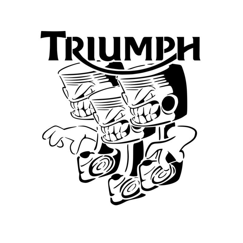 Logo Triumph avec un motif de pistons en pochoir