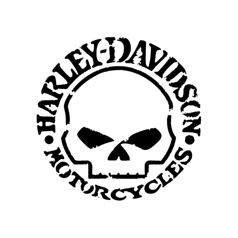 Motif circulaire Harley Davidson avec tête de mort en pochoir