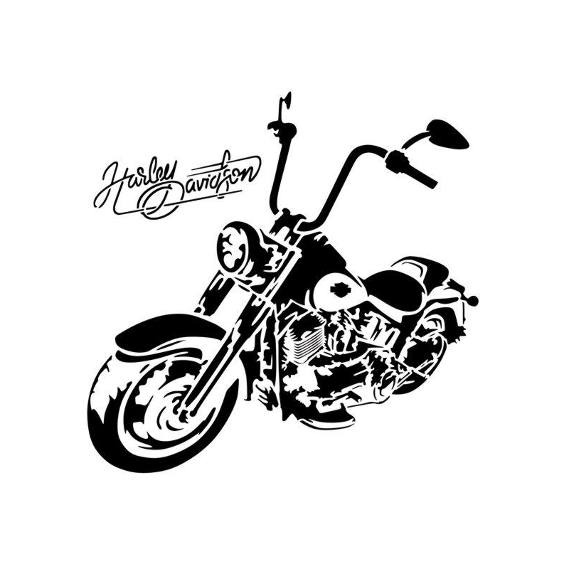 Silhouette d'une moto Harley Davidson en pochoir à peindre