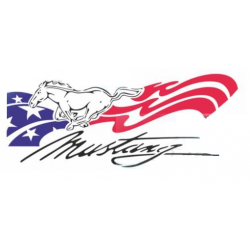 Logo du cheval Mustang avec drapeau des États-Unis en pochoir