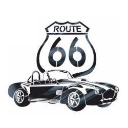 Blason Route 66 combiné à la voiture AC Cobra en pochoir