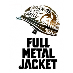 Pochoir du casque militaire avec l'inscription "Born to Kill" du film Full Metal Jacket