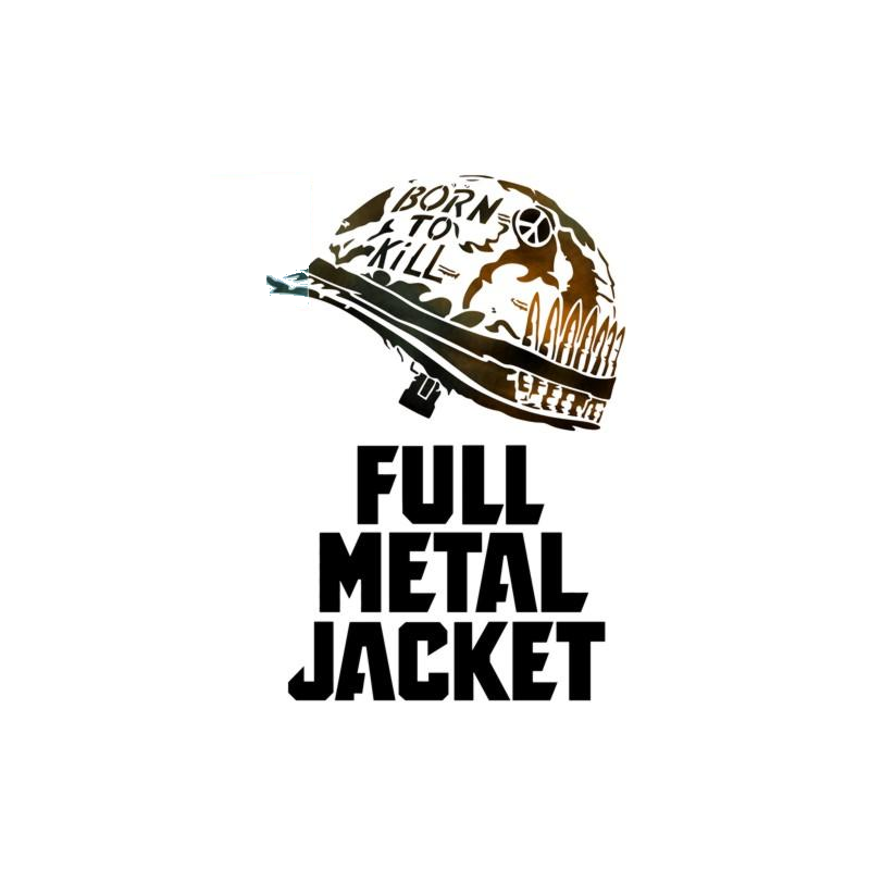 Pochoir du casque militaire avec l'inscription "Born to Kill" du film Full Metal Jacket