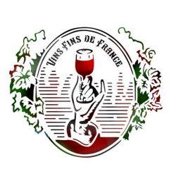 Enseigne en pochoir "Vins fins de France" avec motif de vigne