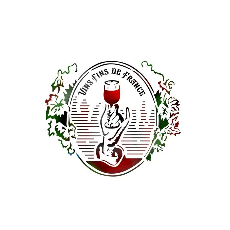 Enseigne en pochoir "Vins fins de France" avec motif de vigne