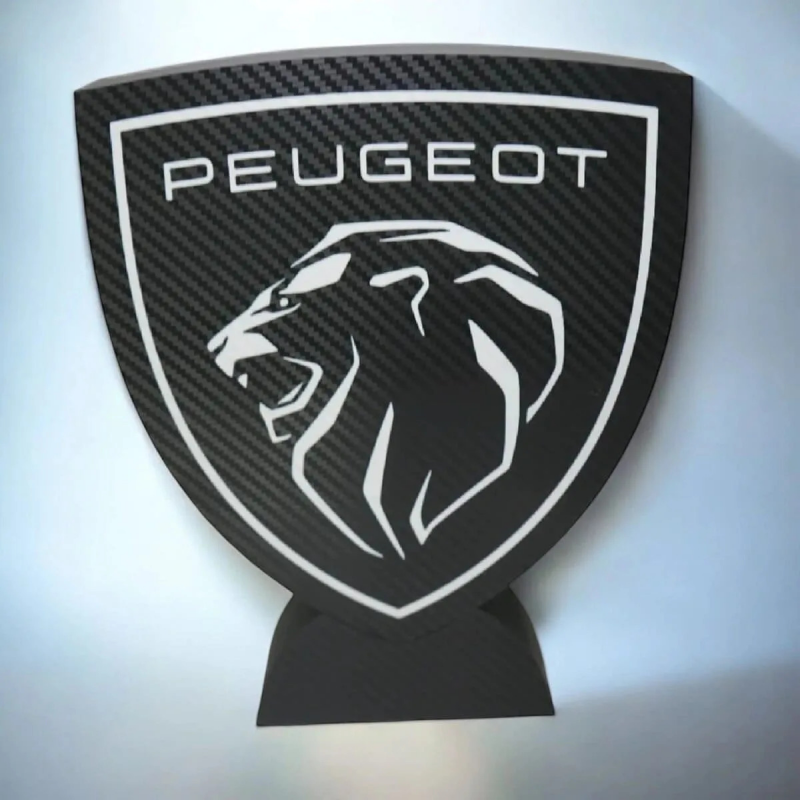 Lampe LED 3D Peugeot Lightbox, Logo Peugeot, Déco auto élégance