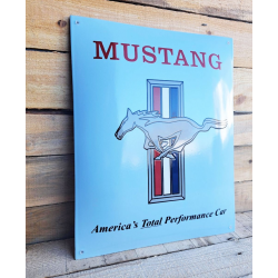 Plaque émaillée Mustang bleu