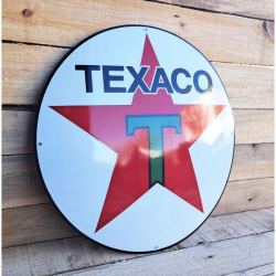 Plaque émaillée logo Texaco rond