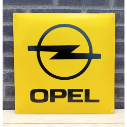 Plaque émaillée Opel fond jaune