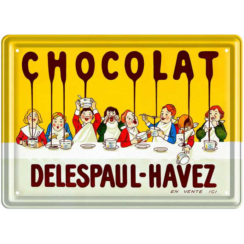 Plaque Métal 15 x 21 cm "Chocolat Delespaul".