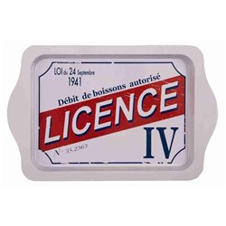 Plateau métal rectangulaire rétro vintage "Licence IV"