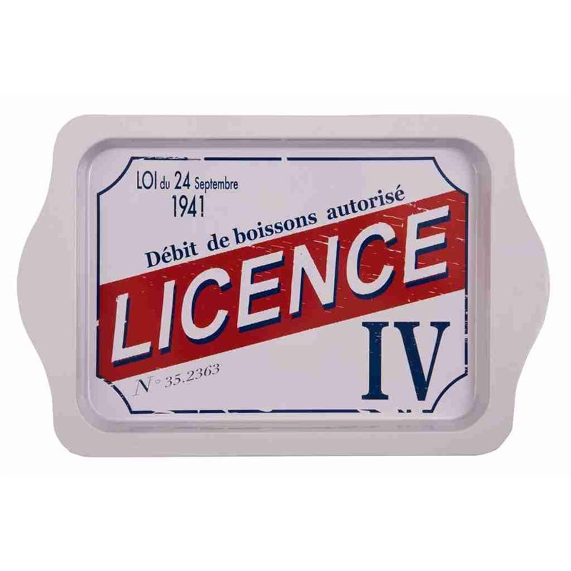 Plateau métal rectangulaire rétro vintage "Licence IV" Plateau métal rectangulaire rétro vintage "Licence IV"