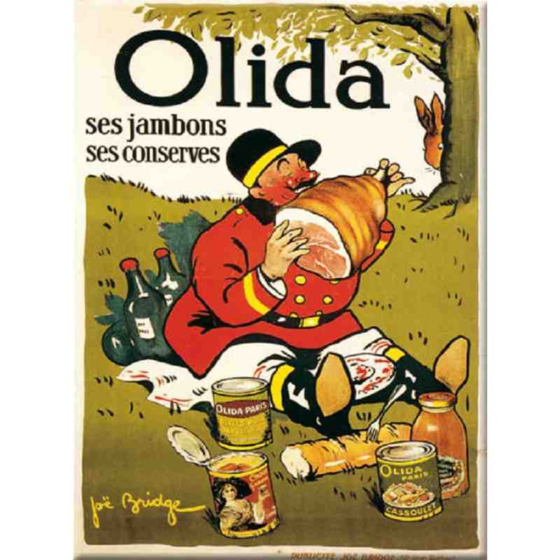 Plaque Métal "Olida, Ses Jambons, Ses Conserves" 15 x 20 Plaque Métal "Olida, Ses Jambons, Ses Conserves" 15 x 20